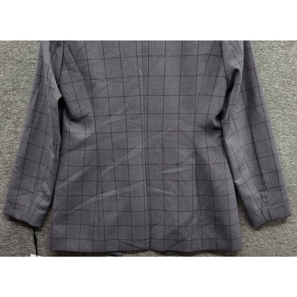 Calvin Klein Blazer Jacket Women's 4 Gray Woven Window Pane One Button NWOT - Picture 6 of 12